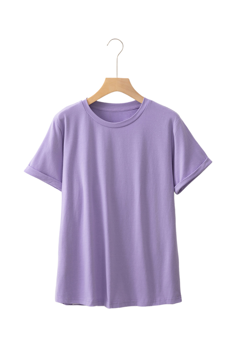 Wisteria Casual Plain Crew Neck Tee