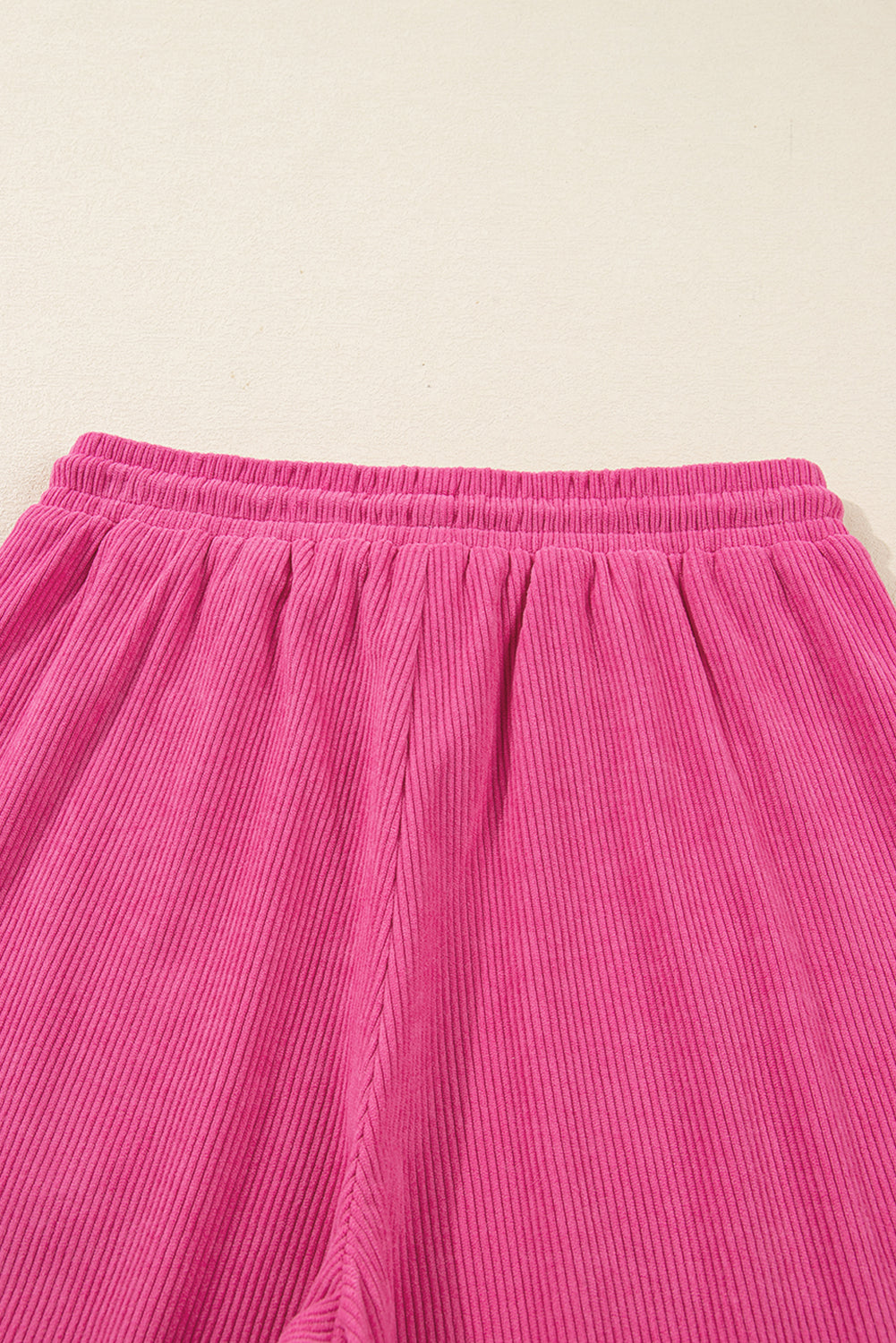 Peach Blossom Half Button Pullover Drawstring Pants Solid Color Corduroy 2pcs Outfit