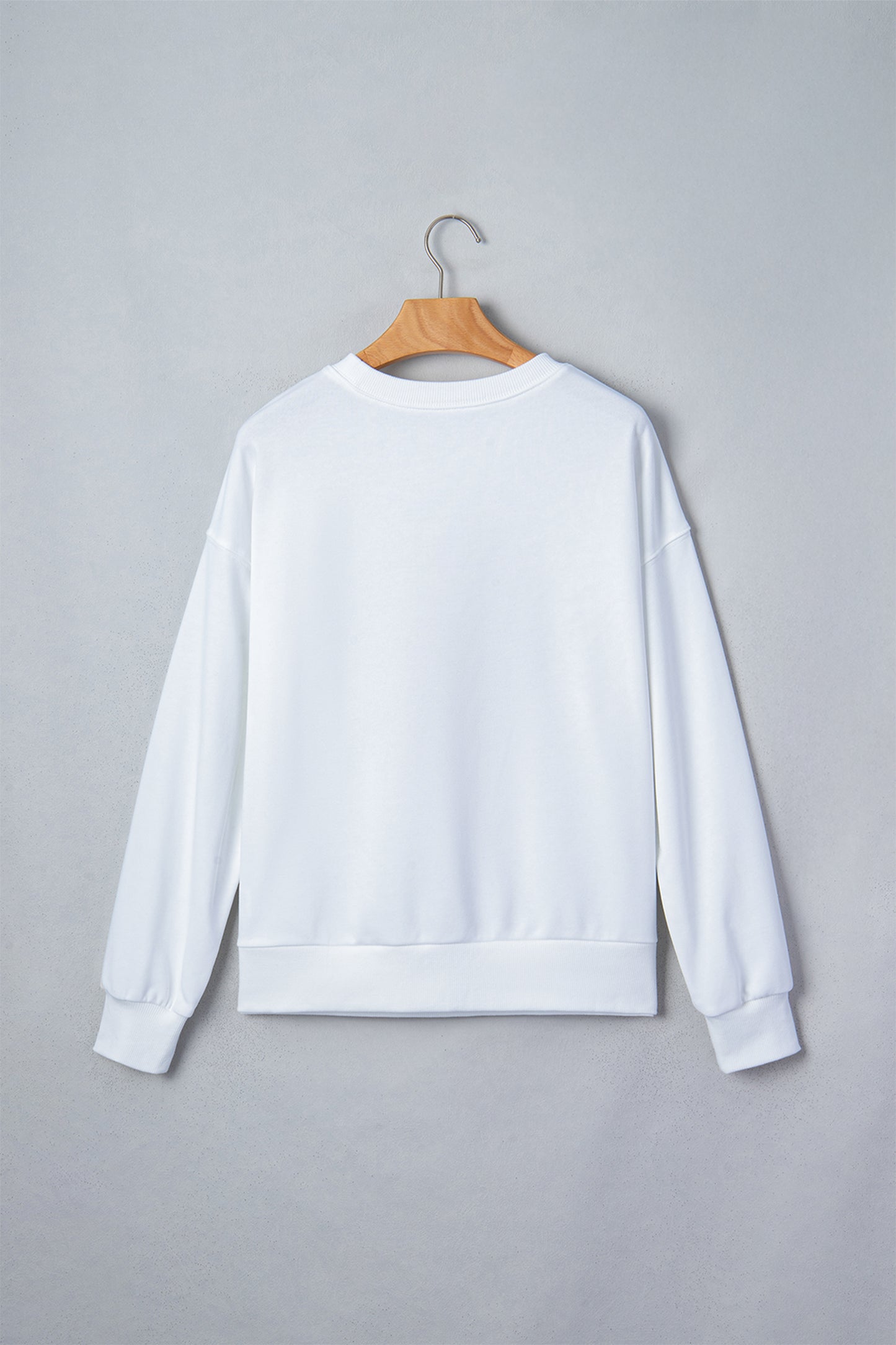 White Embroidered Slogan Game Day Rugby Pattern Crewneck Sweatshirt