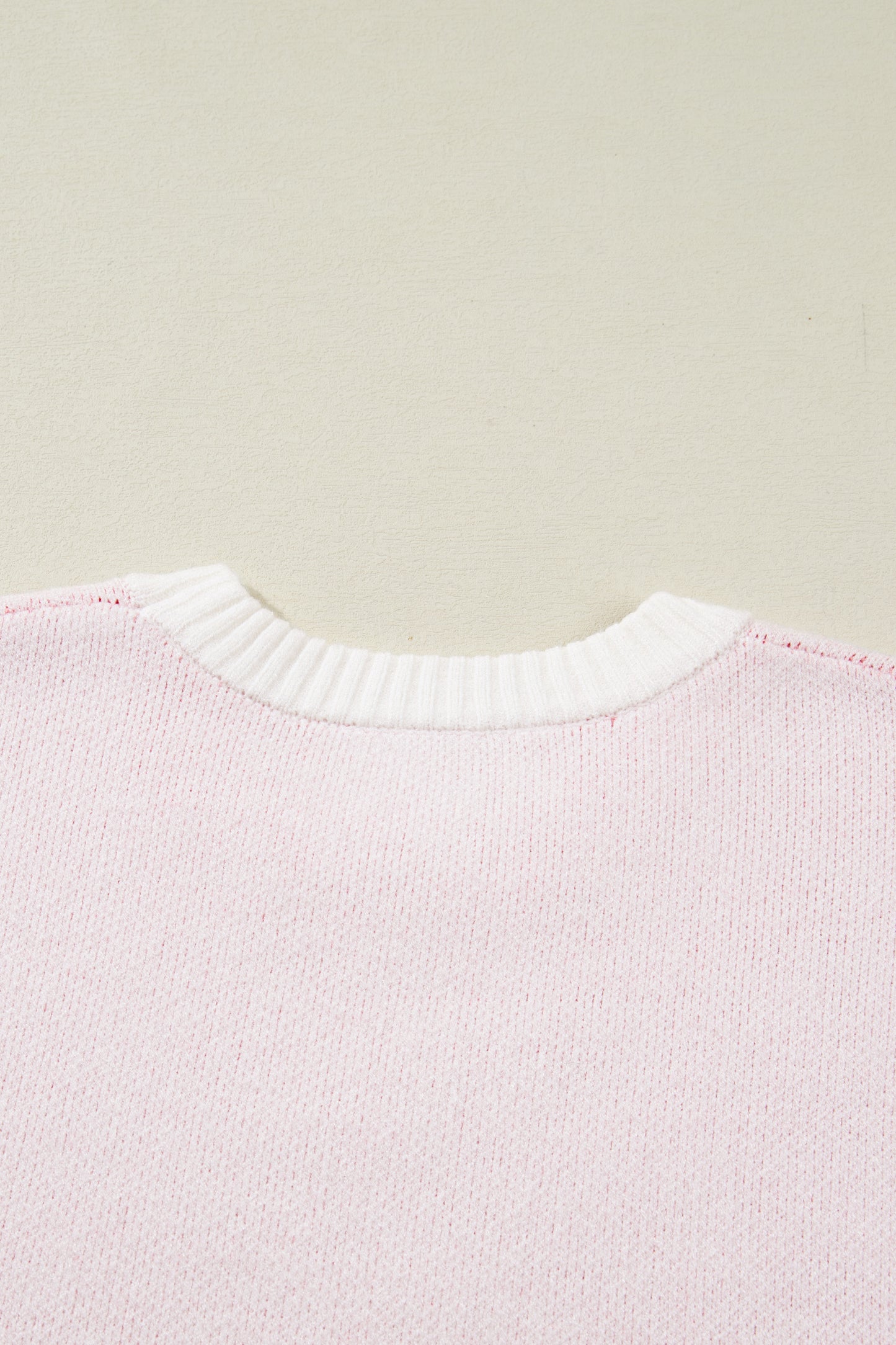 White Cherry Pattern Drop Shoulder Sweater