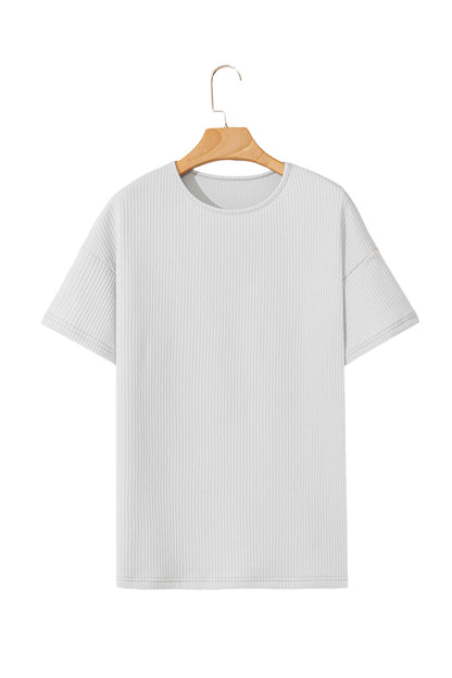 Light Grey Textured Loose T Shirt