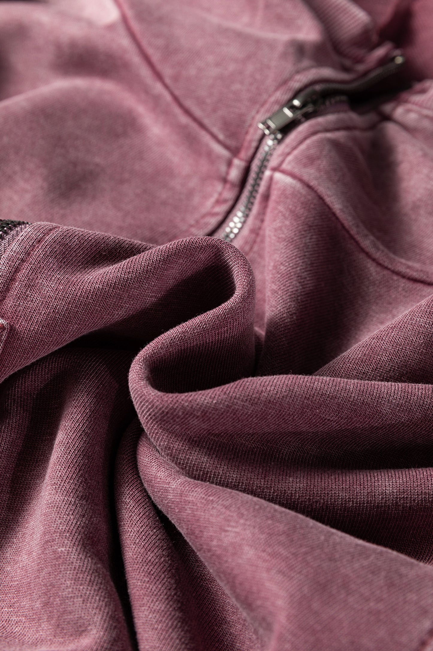 Wild Ginger Half Zip Kangaroo Pocket Mineral Wash Baggy Hoodie