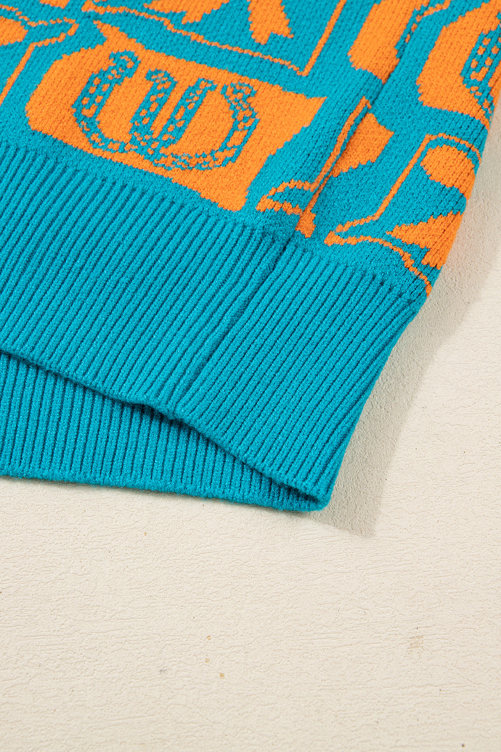 Light Blue Bows & Horseshoes Pattern Western Fashion Print Sweater