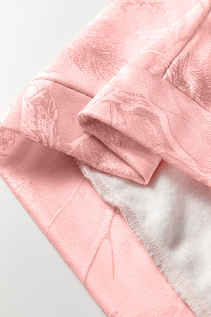 Light Pink Camouflage Woodland Print Oversized Sporty Hoodie