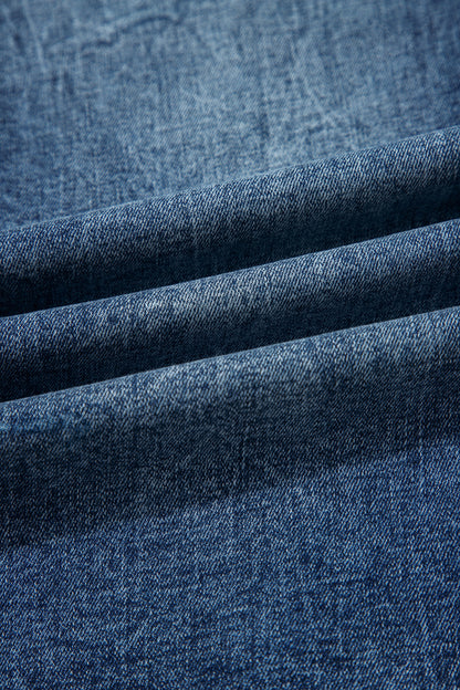 Beau Blue Acid Wash Pocket Detail Flare Jeans
