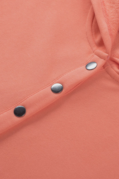 Orange Batwing Sleeve Pocketed Henley Hoodie