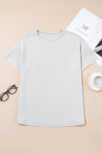 Light Grey Textured Loose T Shirt