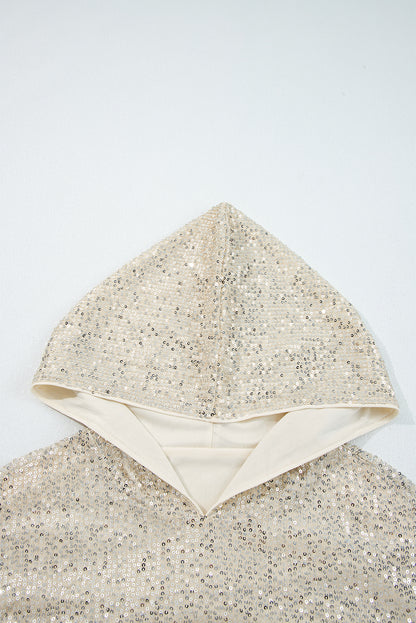 Jet Stream Sequin Hooded Long Sleeve Top