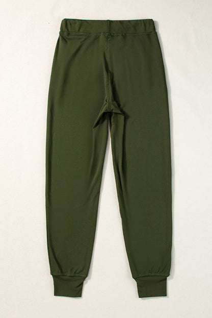 Moss Green Drawstring Waist Pocketed Joggers