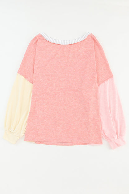 Striped Color Block Splicing Long Sleeve T Shirt