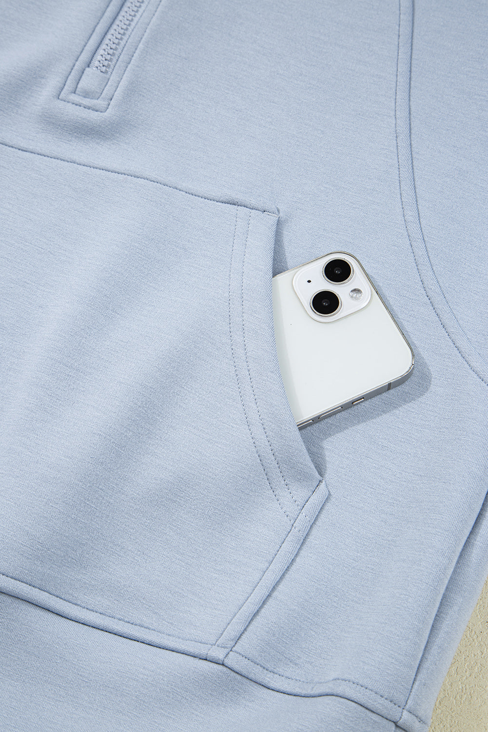 Beau Blue Half Zip Thumbhole Sleeve Hoodie Active Pants 2pcs Outfit