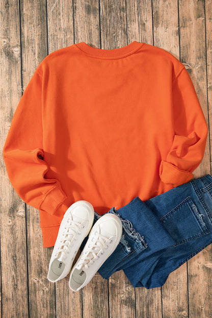 Russet Orange Solid Fleece Lined Drop Shoulder Terry Sweatshirt