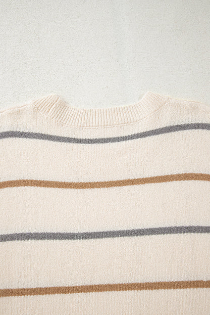Multicolour Striped Drop Shoulder Plus Sweater