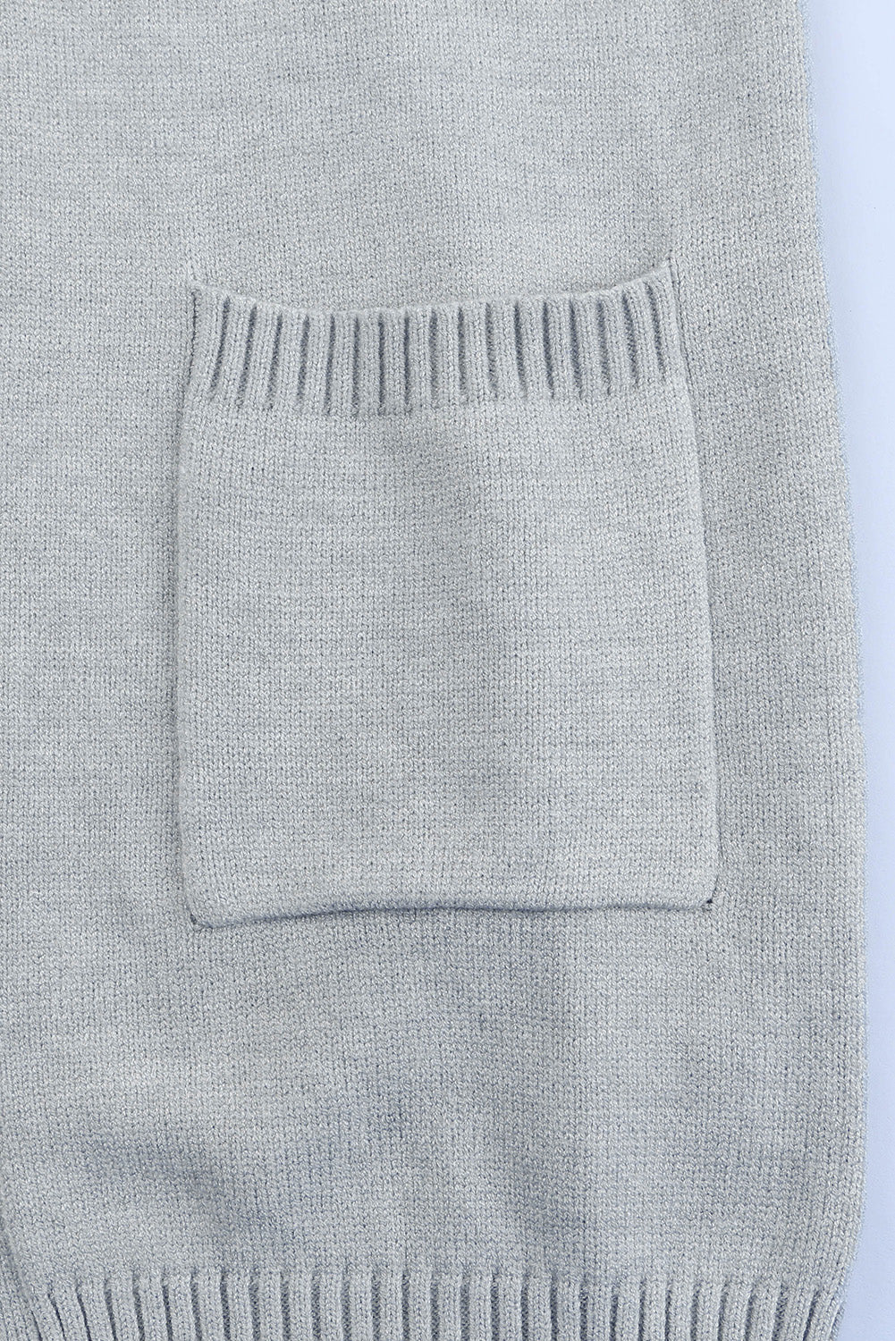 Gray Colorblock Pocketed Cardigan with Ribbed Trim