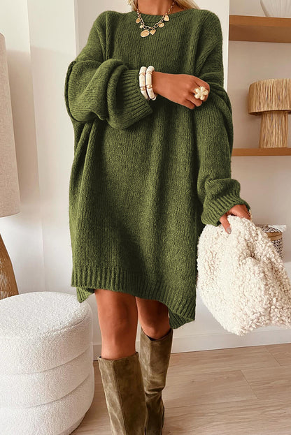 Four Leaf Clover Oversize Drop Shoulder Slouchy Sweater Dress