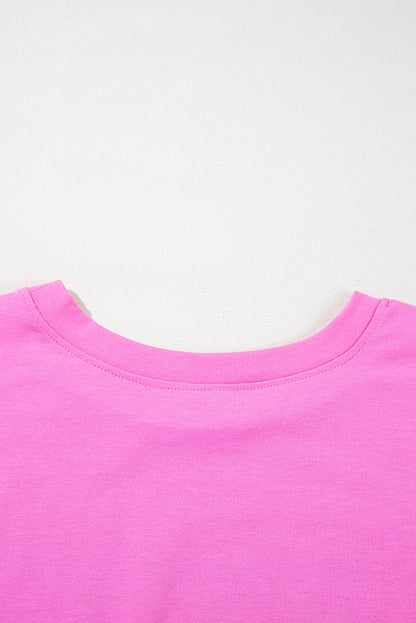 Bright Pink Checker MAMA Letter Printed Graphic Plus Size T Shirt