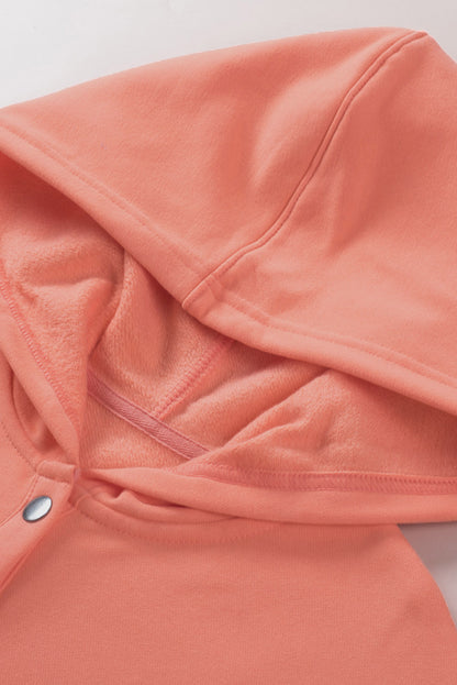 Orange Batwing Sleeve Pocketed Henley Hoodie