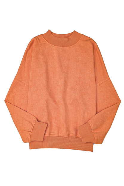 Orange Drop Shoulder Crew Neck Pullover Sweatshirt