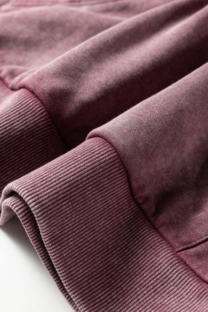 Wild Ginger Half Zip Kangaroo Pocket Mineral Wash Baggy Hoodie