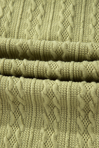 Spinach Green Textured Knit Slim Fit Notch V Neck T Shirt