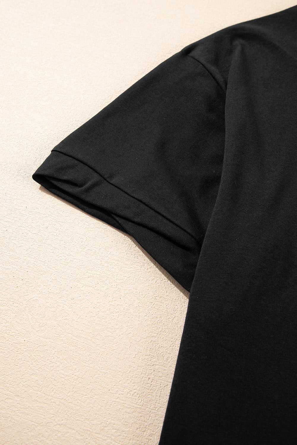 Black Loose Half Sleeve Hi Low Hem T Shirt