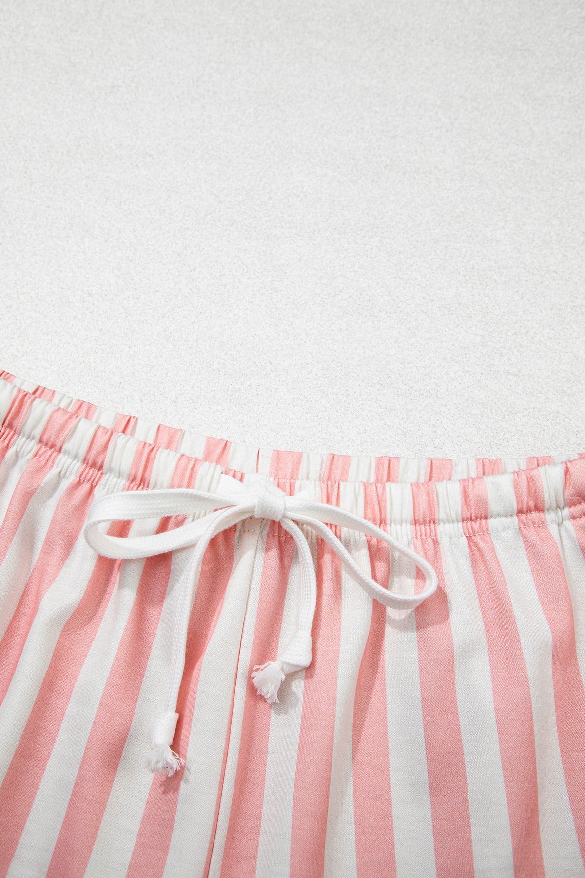 Smoke Green Striped Color Block Pullover Top Drawstring Shorts Set