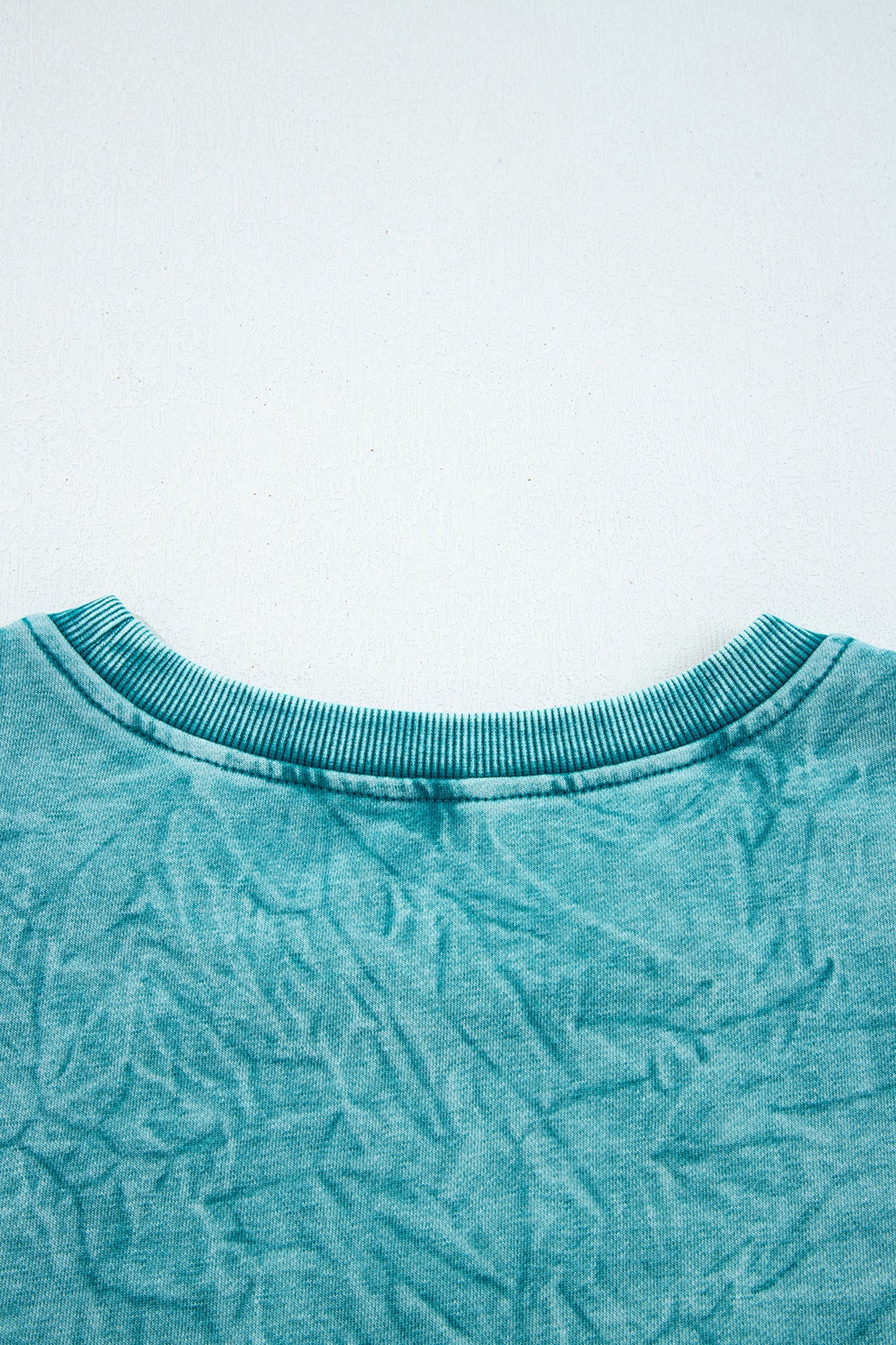 Sea Green saved by grace Letter Embroidery Mineral Wash Loose Sweatshirt