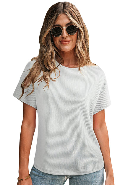 Light Grey Textured Loose T Shirt