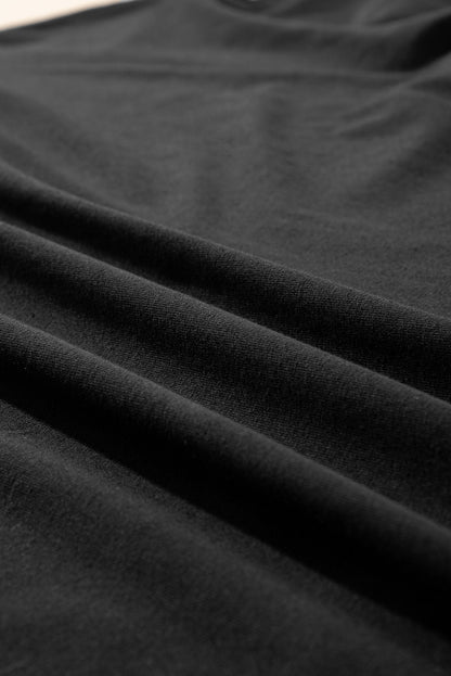 Black Loose Half Sleeve Hi Low Hem T Shirt