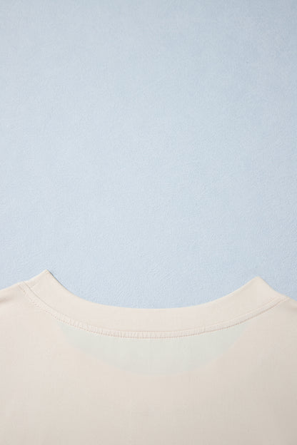 Parchment Polka Dot Long Sleeve Round Neck Plus Size Blouse