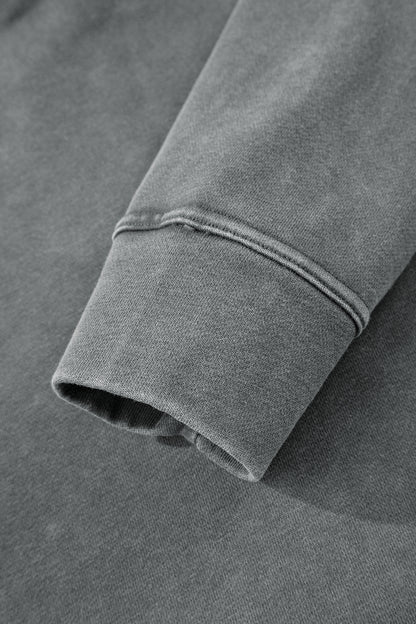 Medium Grey Mineral Wash Chest Pockets Drop Shoulder Shacket with Side Slit