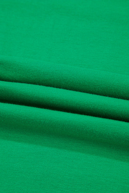 Bright Green Casual Plain Crew Neck Tee