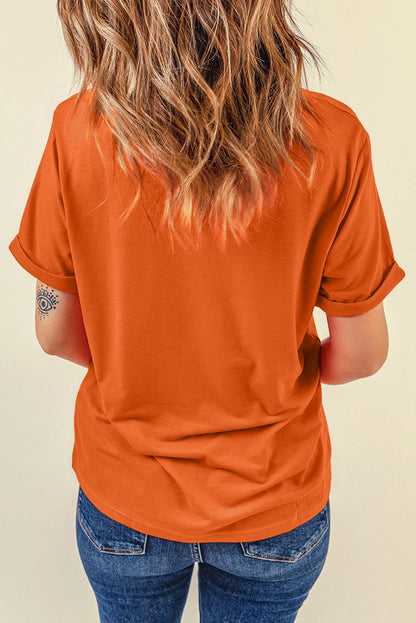 Orange game day Football Print Womens T Shirt