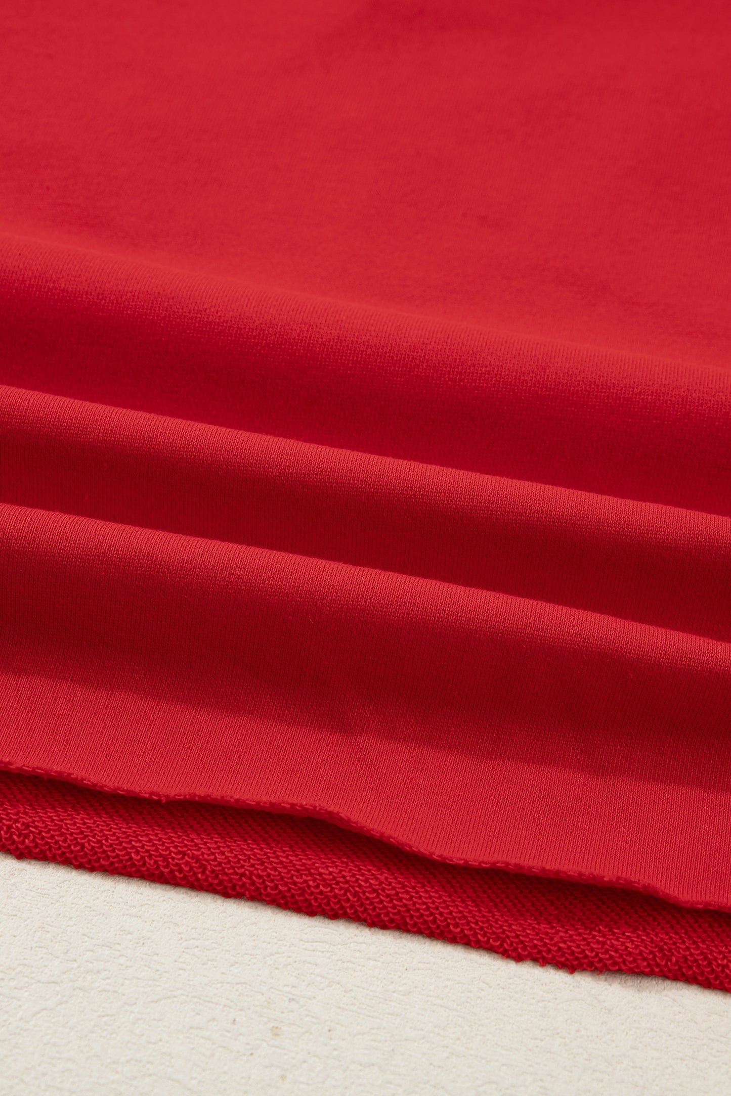 Tomato Red Christmas Tree Embroidered Notched Neck Cropped Sweatshirt