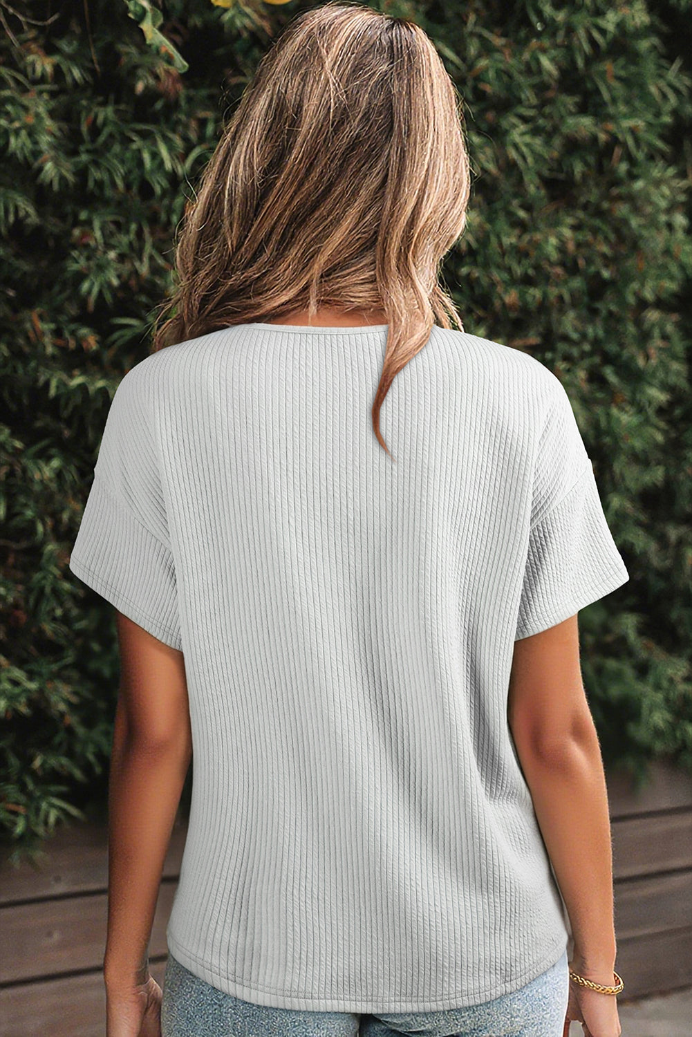 Light Grey Textured Loose T Shirt
