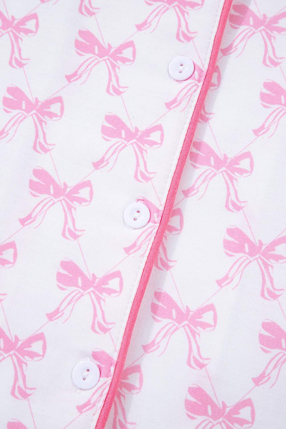 Pink Bow Print Long Sleeve Shirt and Pants Soft Pajama Set