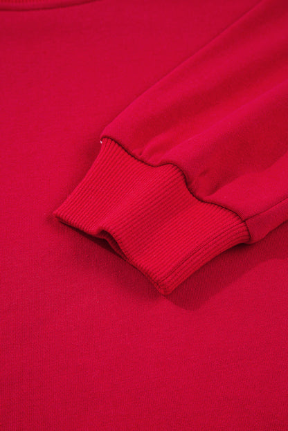 Fiery Red Varsity Striped Detail Crewneck Pullover Elastic Sweatpants 2pcs Outfit