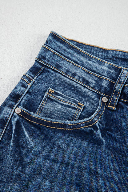Beau Blue Acid Wash Pocket Detail Flare Jeans