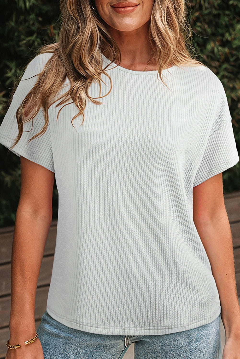 Light Grey Textured Loose T Shirt