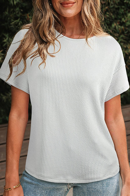 Light Grey Textured Loose T Shirt