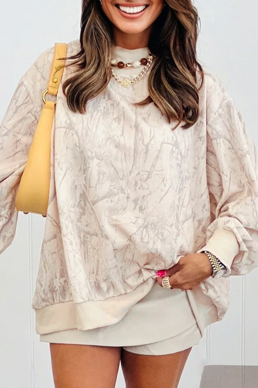 Khaki Camo Mock Neck Baggy Sweatshirt