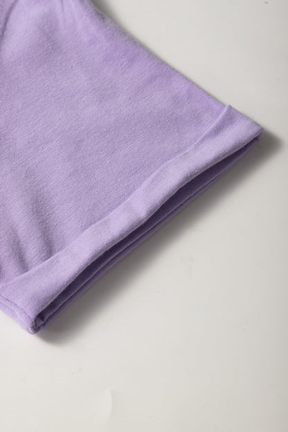Wisteria Casual Plain Crew Neck Tee