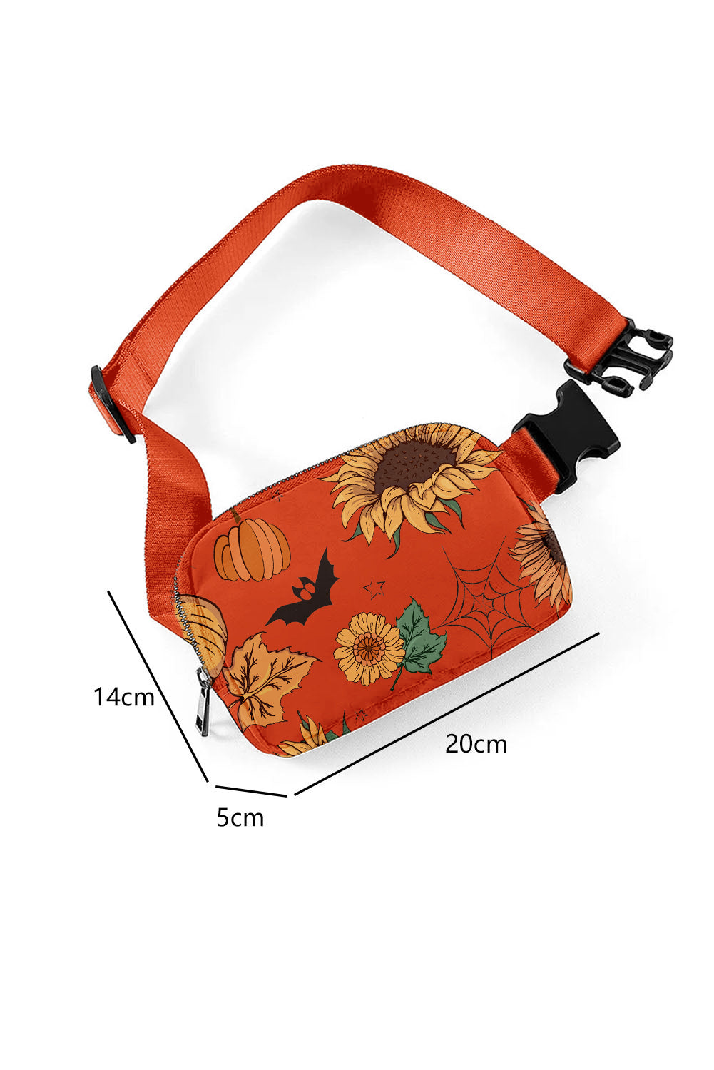 Orange Pumpkin Sunflower Halloween Graphic Crossbody Bag