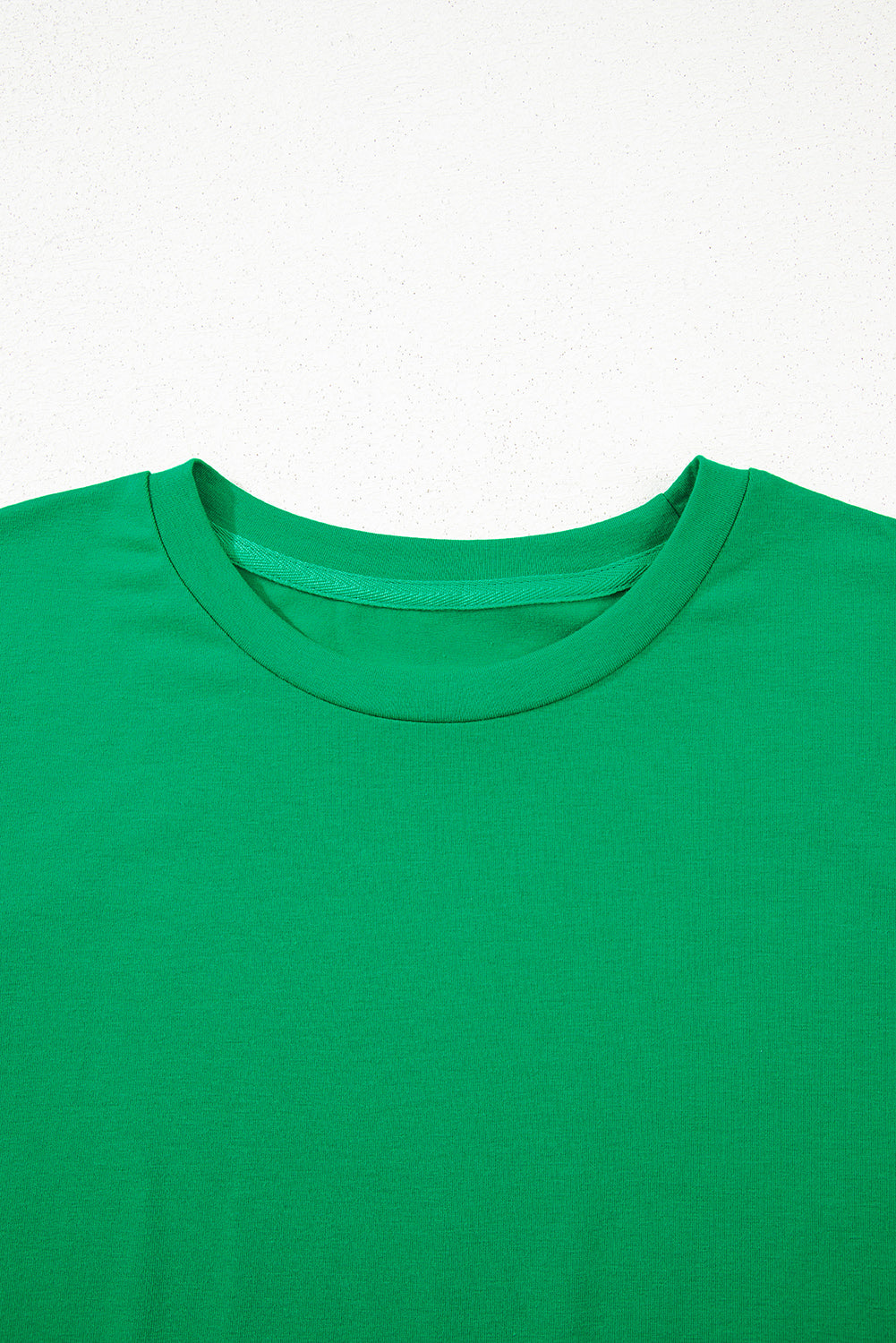 Bright Green Casual Plain Crew Neck Tee