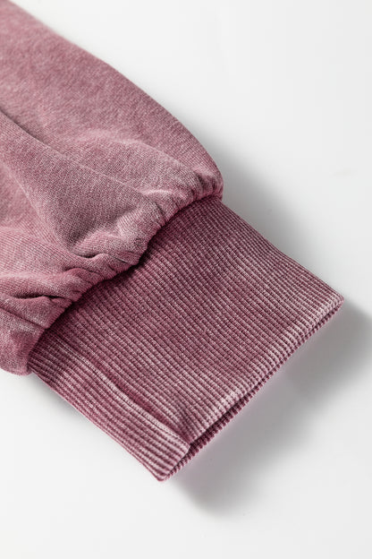 Wild Ginger Half Zip Kangaroo Pocket Mineral Wash Baggy Hoodie