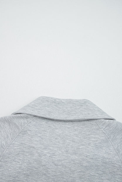 Light Grey Zip Collar Long Sleeve Top Drawstring Pants Set