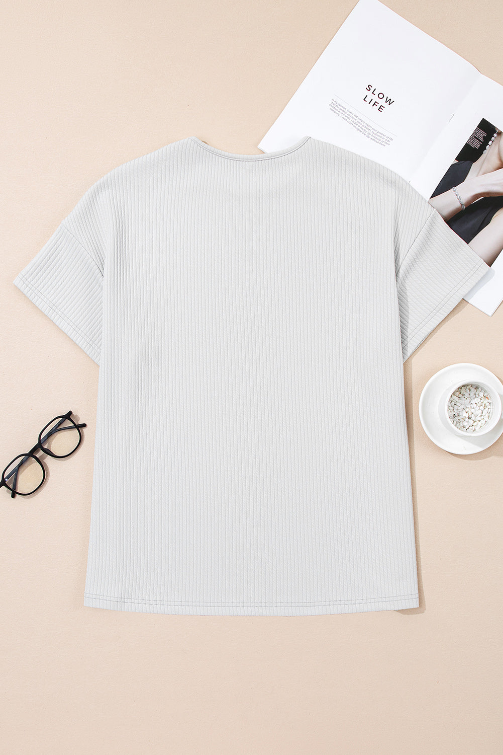 Light Grey Textured Loose T Shirt