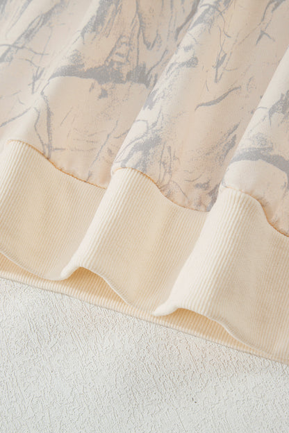 Khaki Camo Mock Neck Baggy Sweatshirt